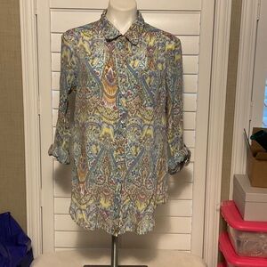 Elegant Paisley Button Down Shirt - Multicolor